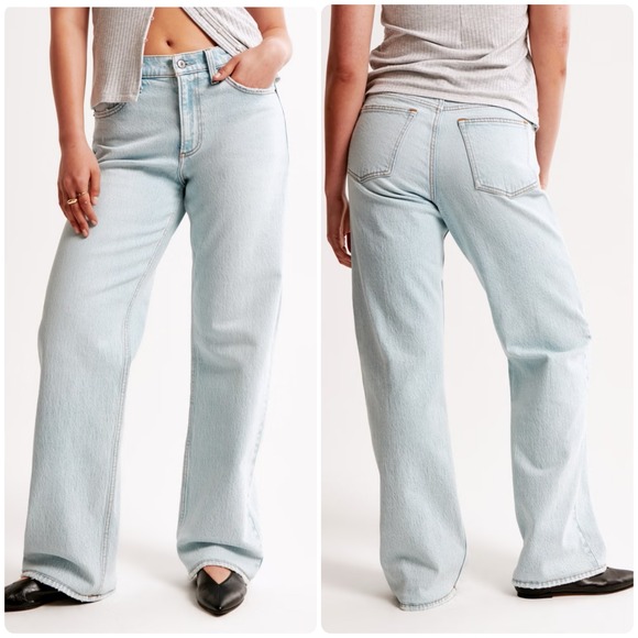 Abercrombie & Fitch Denim - Abercrombie & Fitch Womens Low Rise Baggy Curve Love Light Wash Denim Jeans 27 L